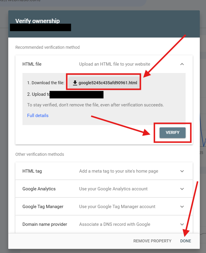 وریفای دامنه در اتصال گوگل سرچ کنسول