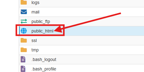 public html برای بارگذاری فایل وریفای سرچ کنسول